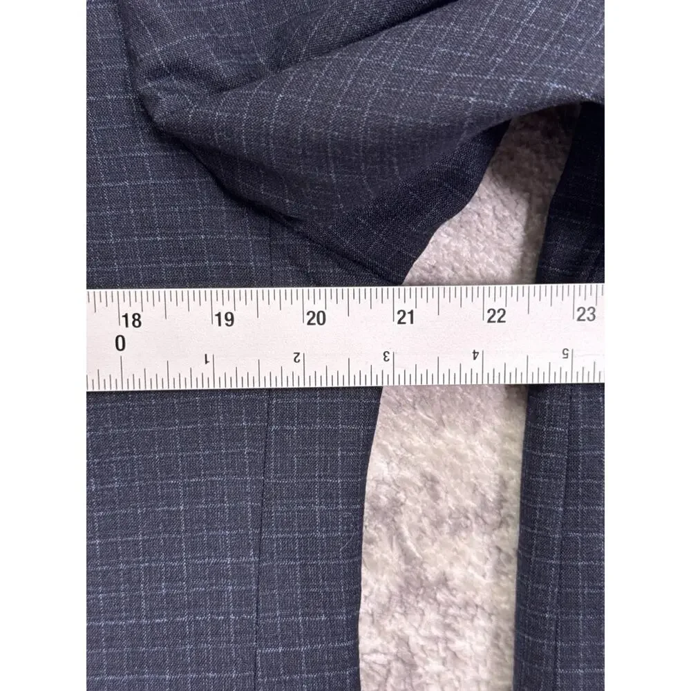 Theory Chambers Slim Fit Suit 42 R Mens Blue Wool Check Plaid 2 Piece